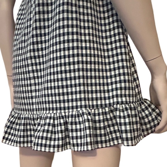Topshop Dress Gingham Check Cut Out Back and Front Puff Sleeves Shirring NWOT - Picture 11 of 16